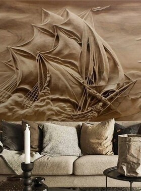 Beibehang Custom home decor murals 3D reliefs sea sailboat