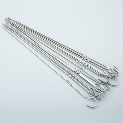 10 Pcs Stainless Steel reusable Flat Meat Skewers 适用于 Out