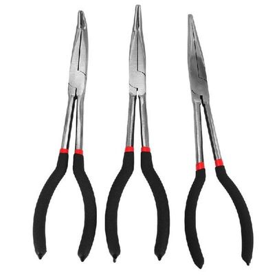 3X 11 Inch EXTRA LONG NOSE PLIERS SET STRAIGHT & BEN
