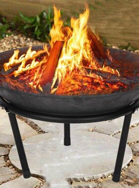55 x 55 cm Steel Large Fire Bowl Cast Iron Firepit Modern St