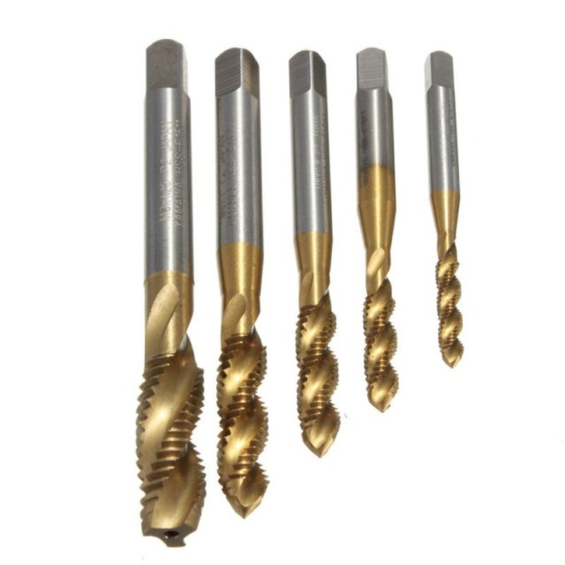 5Pcs/set M3 M4 M5 M6 M8 Screw Taps Set Titanium Coated HSS65