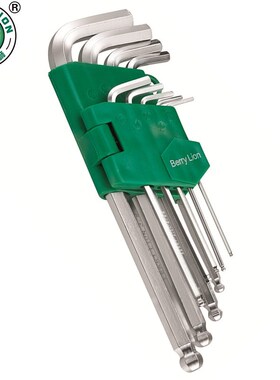 BERRYLION 9pcs Inches Hex Allen Key Set L-Shape 1/16'