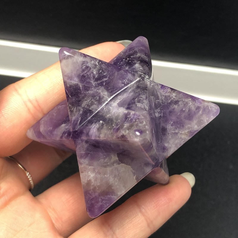 Natural Crystal Quartz Merkaba Stars Gemstone Unicursal Hex
