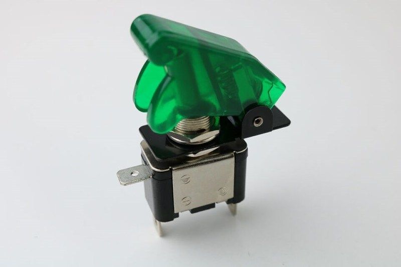 illuminated green led toggle switch with missile style flick