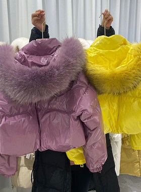 Luxury Real Big Fur Down Jacket Women's Winter Thick Whi