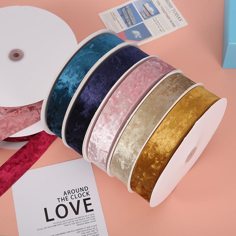 单面金丝绒织带彩色天鹅绒带蝴蝶结无弹力彩色绒带节日礼品包装带