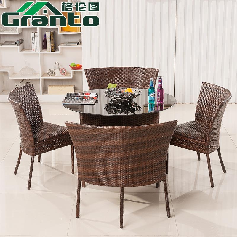 创意藤椅五件套组合户外阳台休闲藤编桌椅庭院室外花园家用圆茶几