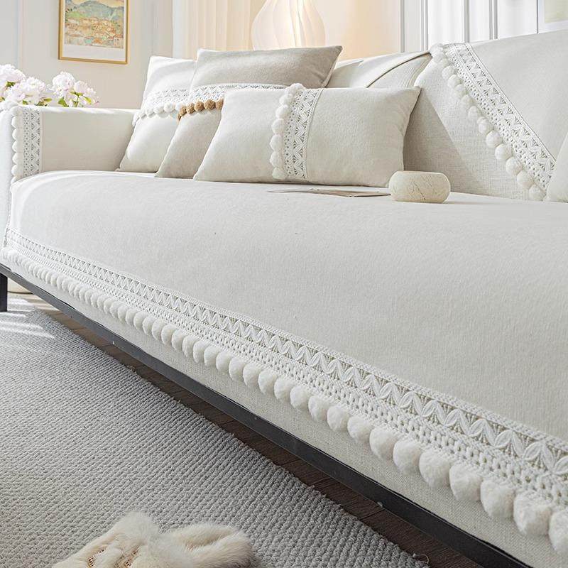 雪尼尔沙发垫轻法式奶油风四季通用2025新款套罩盖布巾防滑坐垫子,居家布艺,沙发套,淘宝优惠券,粉丝福利购,淘宝优惠卷