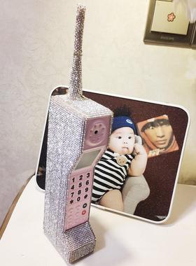 大哥大模型贴A钻复古怀旧80年代仿真手机橱窗摆件中国风拍段子摄