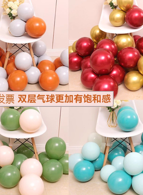 元旦节新年装饰气球新店铺商场开业搞活动周年庆双层橙色系复古粉