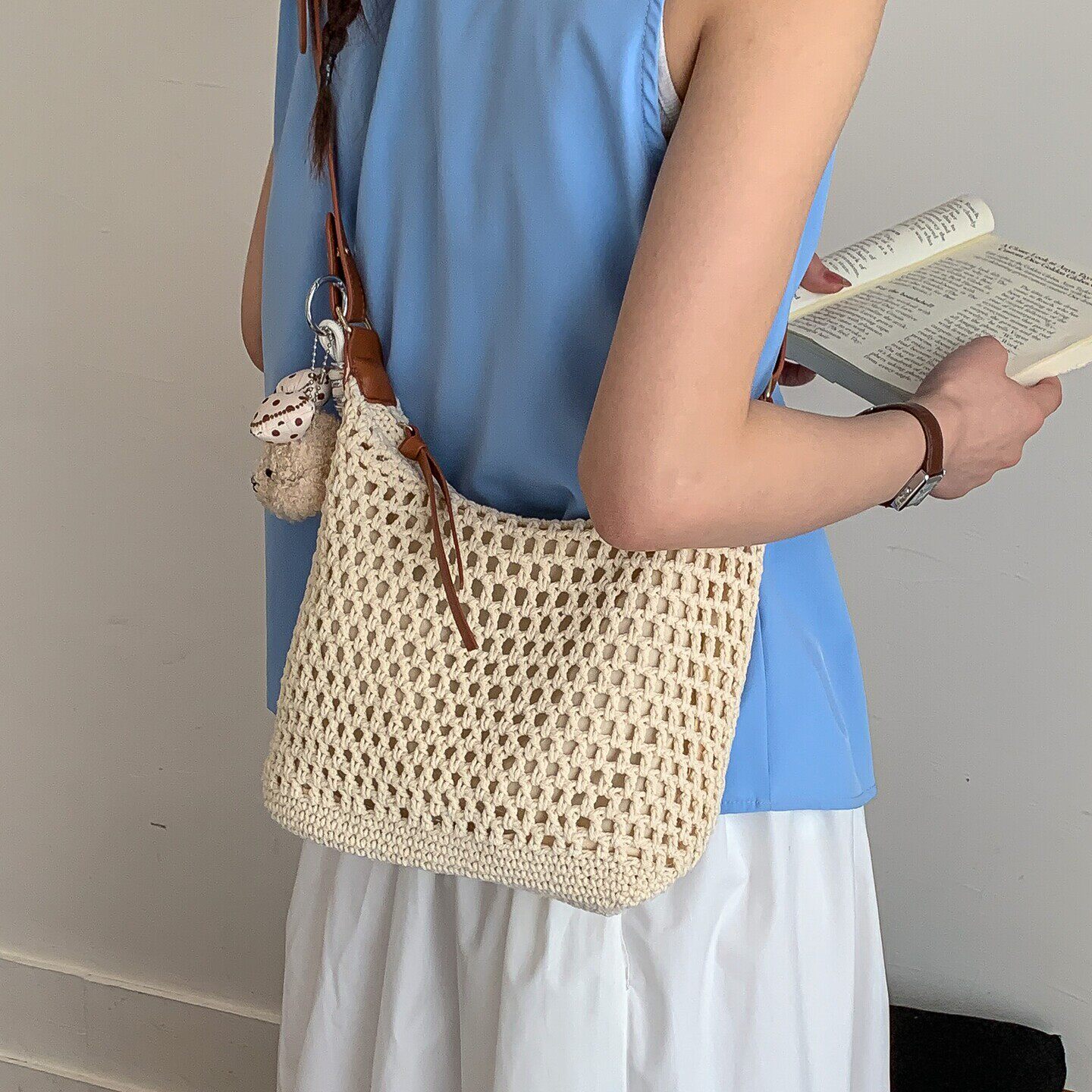 手工编织包女夏2026新款韩系休闲通勤单肩斜挎包海边度假节日礼品