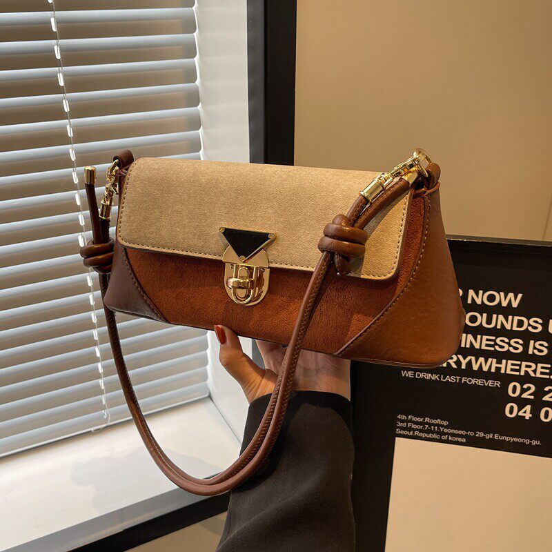 高级感复古撞色腋下包女2026新款潮春夏斜挎包百搭通勤法节日礼品