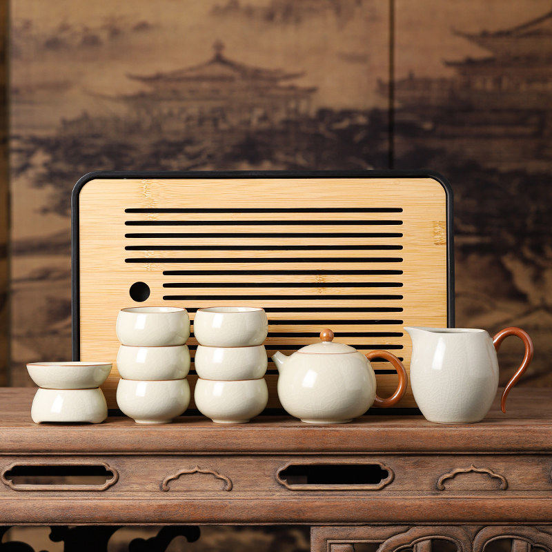 汝窑功夫茶具套装2026新款家用茶杯茶壶办公室泡茶具专用节日礼品