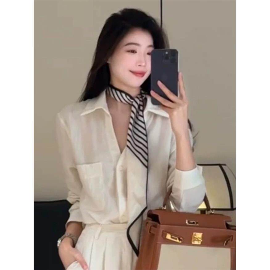 气质条纹丝巾女2026新款