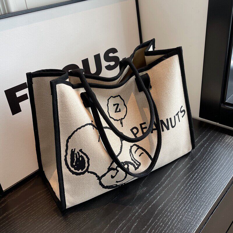 大容量帆布包女可爱卡通休闲单肩托特包妈咪包外出轻便手节日礼品