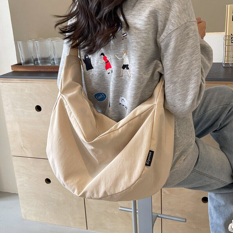 大容量帆布包女2026新款简约纯色单肩包ins慵懒风休闲斜节日礼品