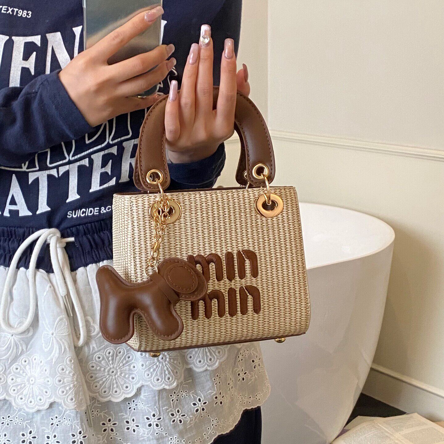 网红高级感编织包包女2026新款夏季休闲海边度假斜挎包手节日礼品