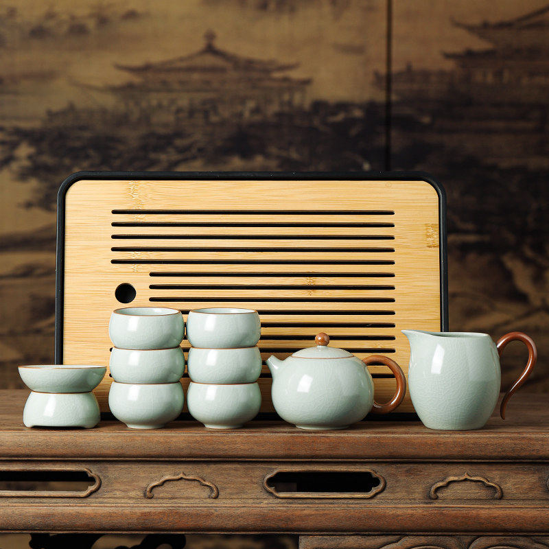 汝窑功夫茶具套装泡茶专用2026新款家用茶杯西施茶壶办公节日礼品