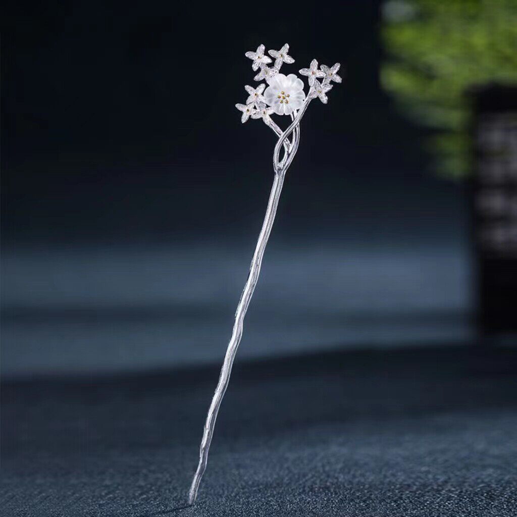 水晶花S925银发簪女古风