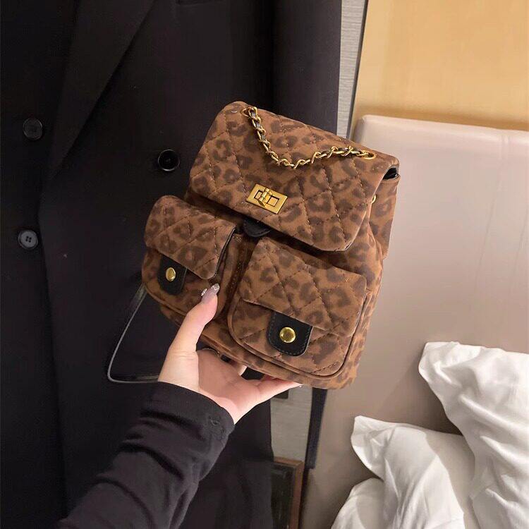 高级感豹纹菱格小香风麂