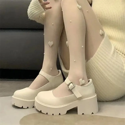 【赠运费险】日系jk小皮鞋女白色厚底增高软妹玛丽珍鞋2024年春夏