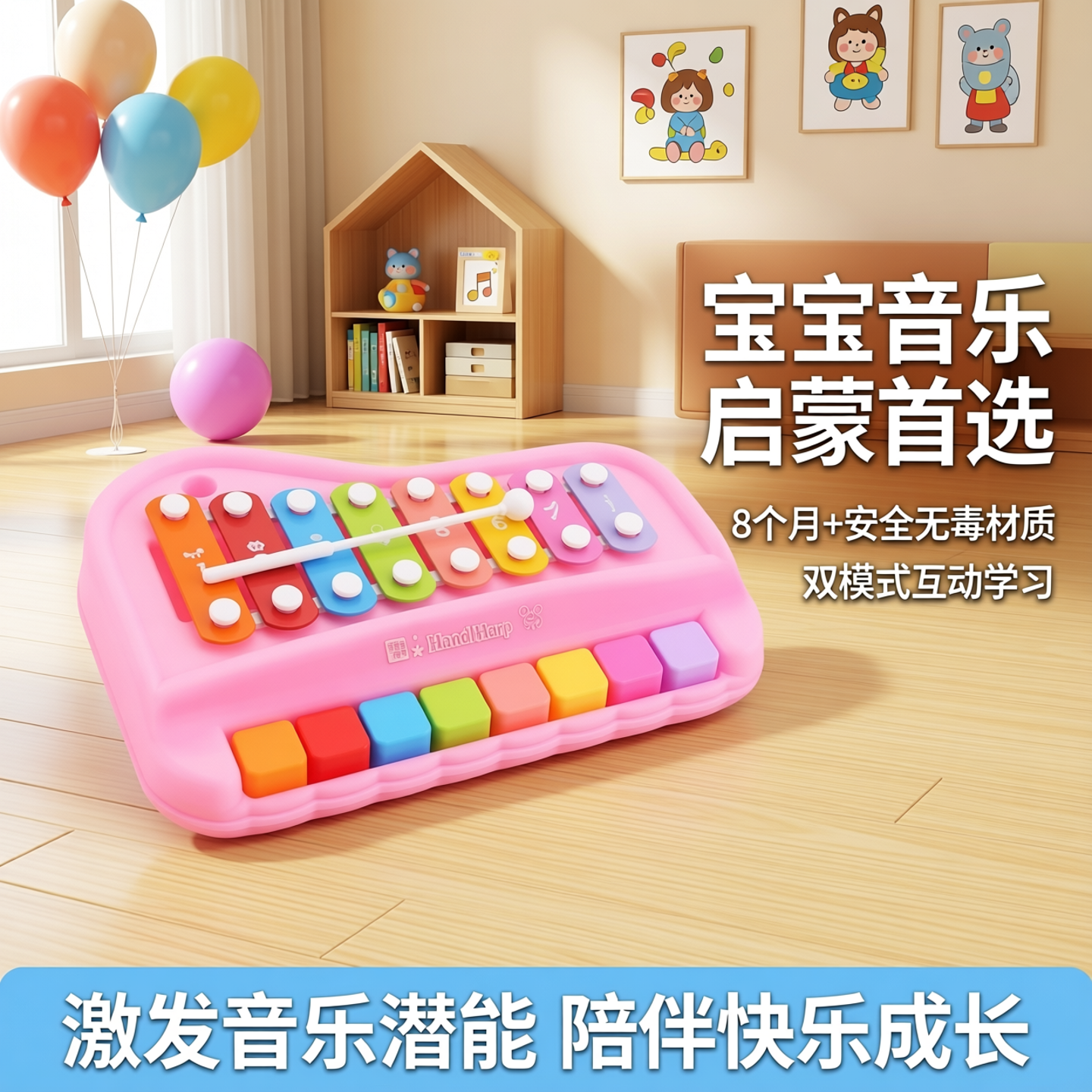 儿童手敲琴玩具早教益智有声玩具0-3岁宝宝音乐启蒙亲子陪伴
