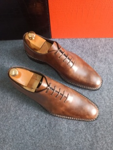 41码手工挪威缝博物馆皮鞋男真皮商务正装方头棕色牛津英伦风男鞋