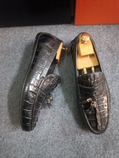 41码鳄鱼皮男鞋高档时尚乐福鞋商务休闲皮鞋懒人一脚蹬鞋断码处理