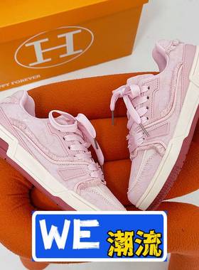 和诚鞋业晋江侣小众运动休闲男鞋夏黄色牛仔布须边复古面包鞋女板