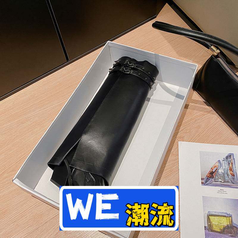 瑞安市大虎靴子女尖头刺绣西部牛仔靴骑士靴高跟长筒靴大筒围裤管