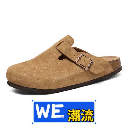 晋江雅望鞋服新款一脚蹬包头拖鞋男夏季办公室软木侣休闲百搭复古