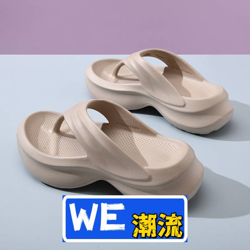青岛福克来鞋业人字拖女夏季增高不臭脚厚底拖鞋 居家百搭防滑耐