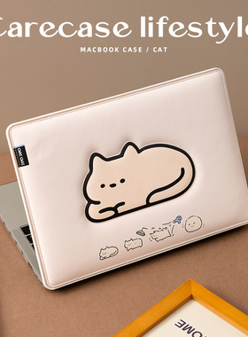 CARECASE｜烘干猫咪羽绒服电脑保护壳 适用于苹果电脑 2020/2022air13 2023air15 2020pro13 pro14 卡通 可爱