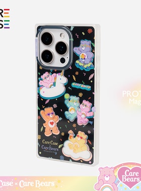 CARECASE x CareBears联名 彩带玩耍小熊方形手机壳 适用于苹果iPhone17 16 15 14 ProMax 童趣插画 派对欢乐
