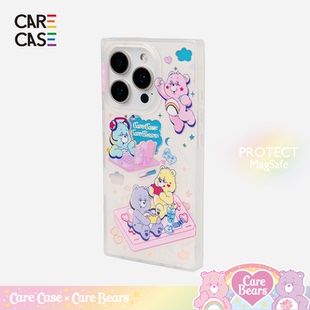 CARECASE x CareBears联名 爱心宇宙漫游方形手机壳 适用于苹果iPhone17 16 15 14 ProMax 童趣卡通 镭射印花