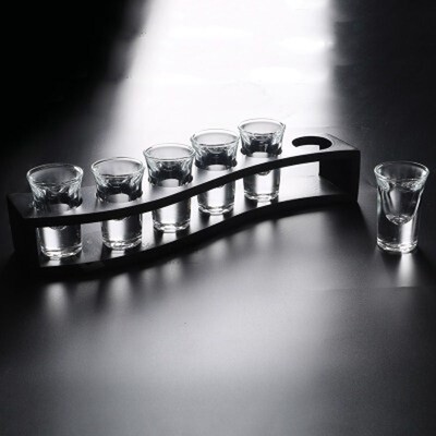 6 Pcs Shot Glass Set With Rack Mini   Household Bar Club Lea
