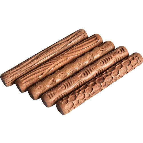 Promotion! 5PCS Pottery Tools Wood Hand Rollers for Clay