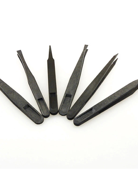 6PcsCarbon Fiber Tweezers Kit Antistatic Straight Curved An