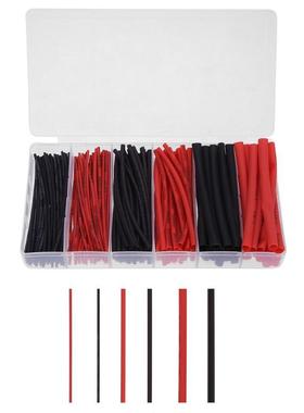 190Pcs 3 Sizes Red Black Polyolefin Shrinkage Ratio 2:1 Insu