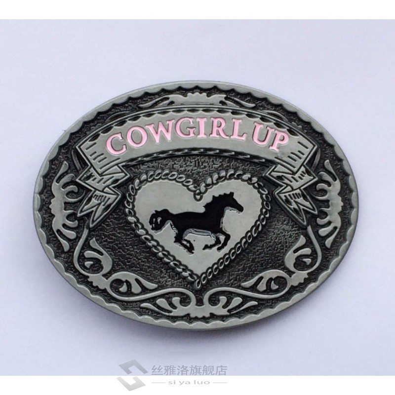 Cowgirl p Running Horse Western Belt Buckle