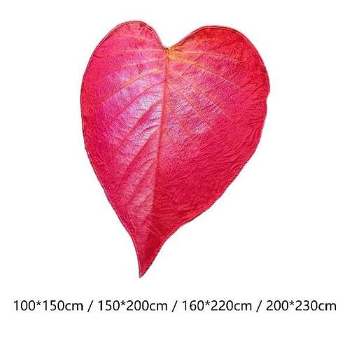 Red Simulation Leaf Flannel Blanket Throw Picnic Beach