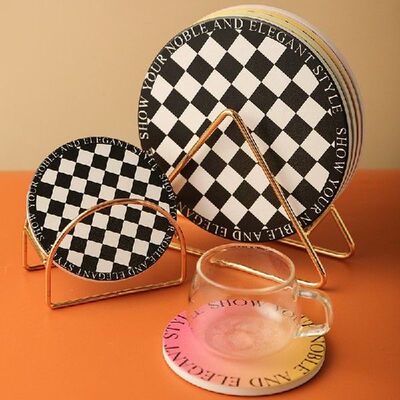 Checkerboard Insulated Placemat Ceramic Absorbent Coasters