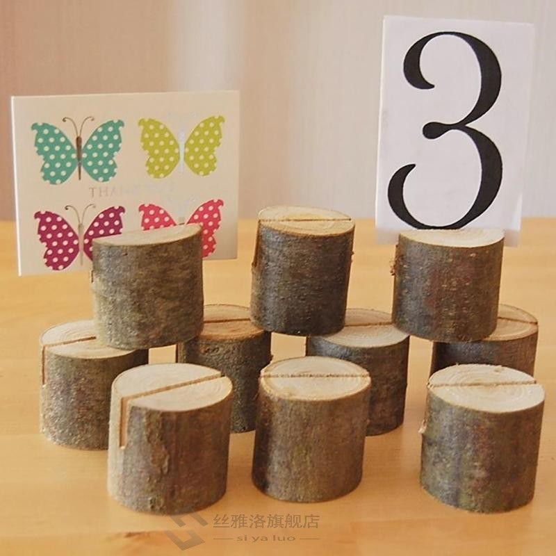 10pcs Wooden Table Decor Name Place Card Photo u Holder Natu