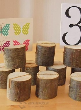 10pcs Wooden Table Decor Name Place Card Photo u Holder Natu