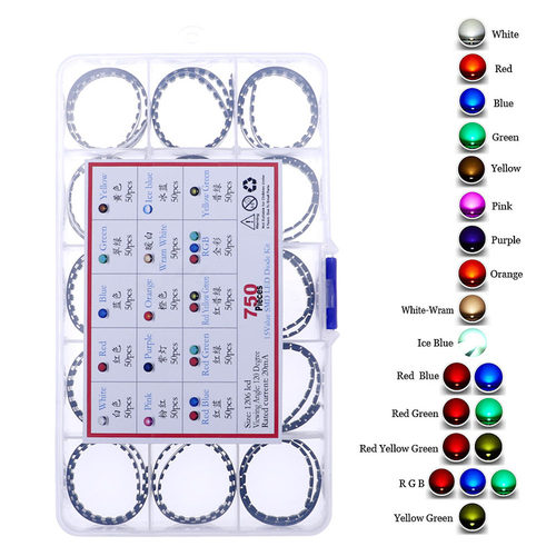 750Pcs 15Value x 50pcs 1206 SMD LED Diode kit set White Red