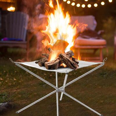 Titanium Charcoal BBQ Grill Net With Legs Foldable BBQ