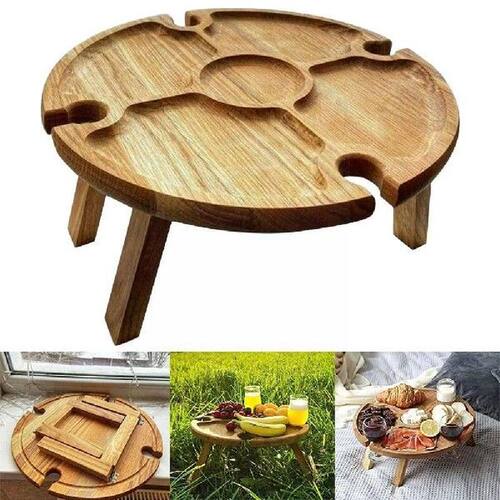 Wooden Outdoor Folding Picnic-table With Glass Holder 1