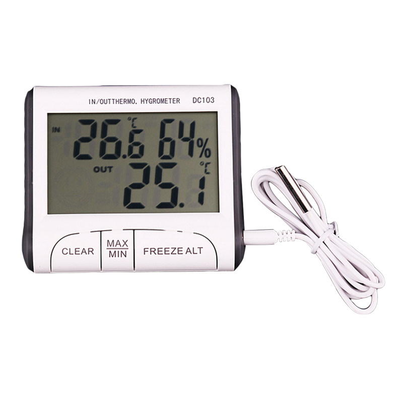 display  hygrometer dc103 clock humidity meter probe mini us