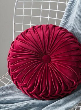 Velvet Pleated Round Floor Cushion Pillow Pouf Throw Home So