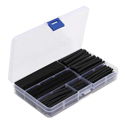 150pc Black Shrink Tube Assortment Wrap Insulation Cable Tub